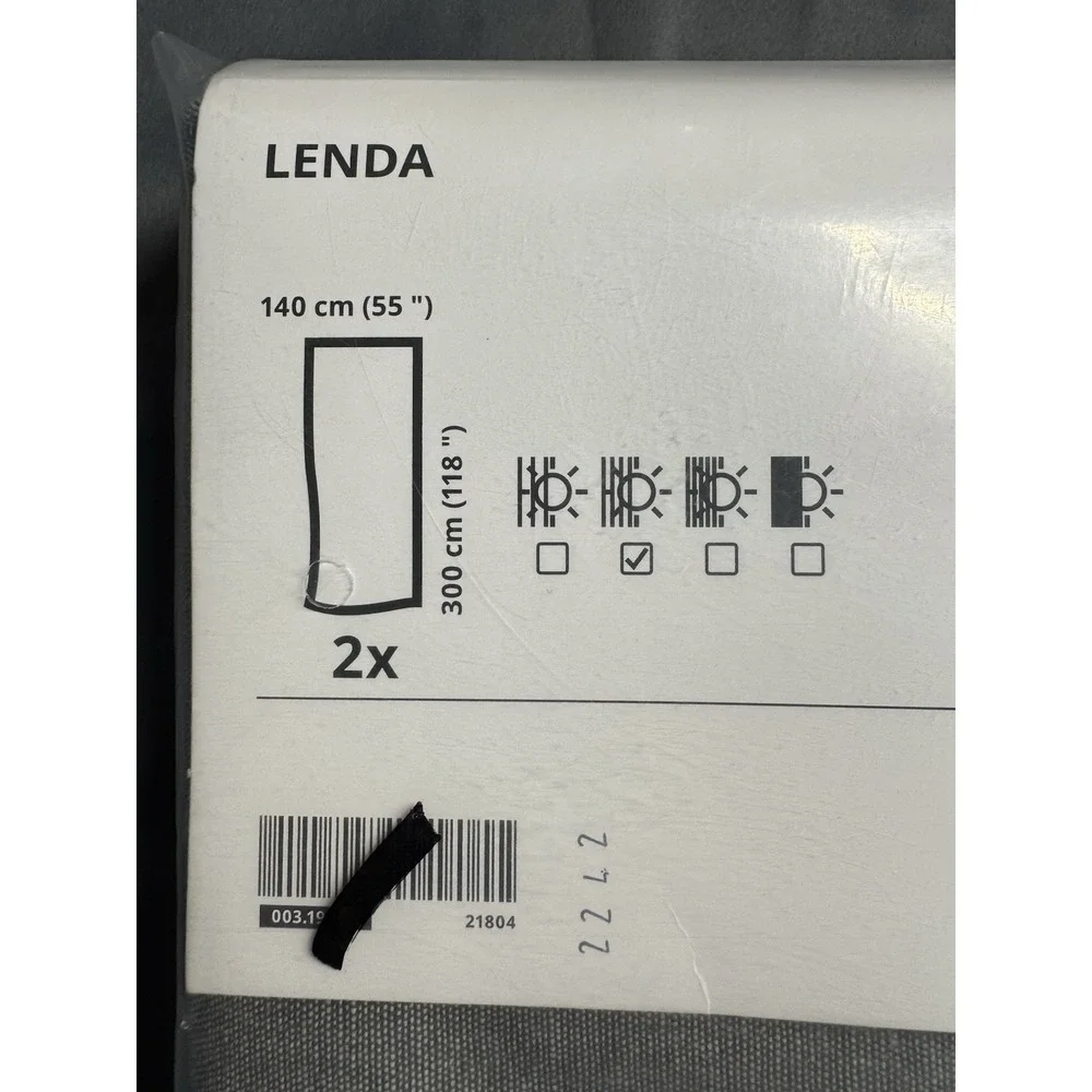 IKEA LENDA Gray‎ Cotton Curtains w/ Tie-Backs 55x118
